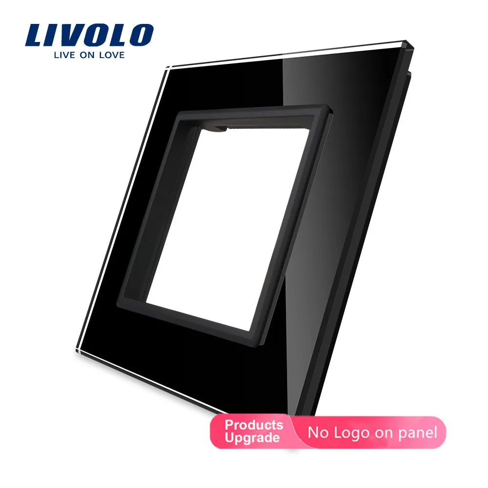 Livolo Luxury Black Pearl Crystal Glass 80mm*80mm EU standard DIY Part Of Switch Socket Single Glass Panel VL-C7-SR-11 smart wall switch wall touch switch socket light switch cover switch glass panel