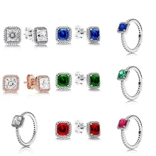 Новые серьги из стерлингового серебра 925 пробы, вечная элегантность, серьги-гвоздики, настоящие синие кристаллы и прозрачные CZ DIY женские ювелирные изделия оптом