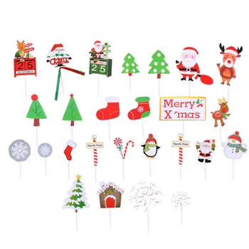 

6pcs Cupcake Topper Cartoon Adorable Prime Paper Cupcake Topper Baking Decoration Cake Pick for Christmas Party Cupcake