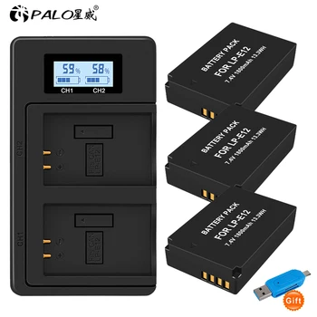 

PALO 3Pcs 7.4V 1800mAh LP-E12 LP E12 LPE12 Camera Battery+LCD USB Dual Charger for Canon EOS M50 M10 M100 100D Kiss X7 Rebel SL1