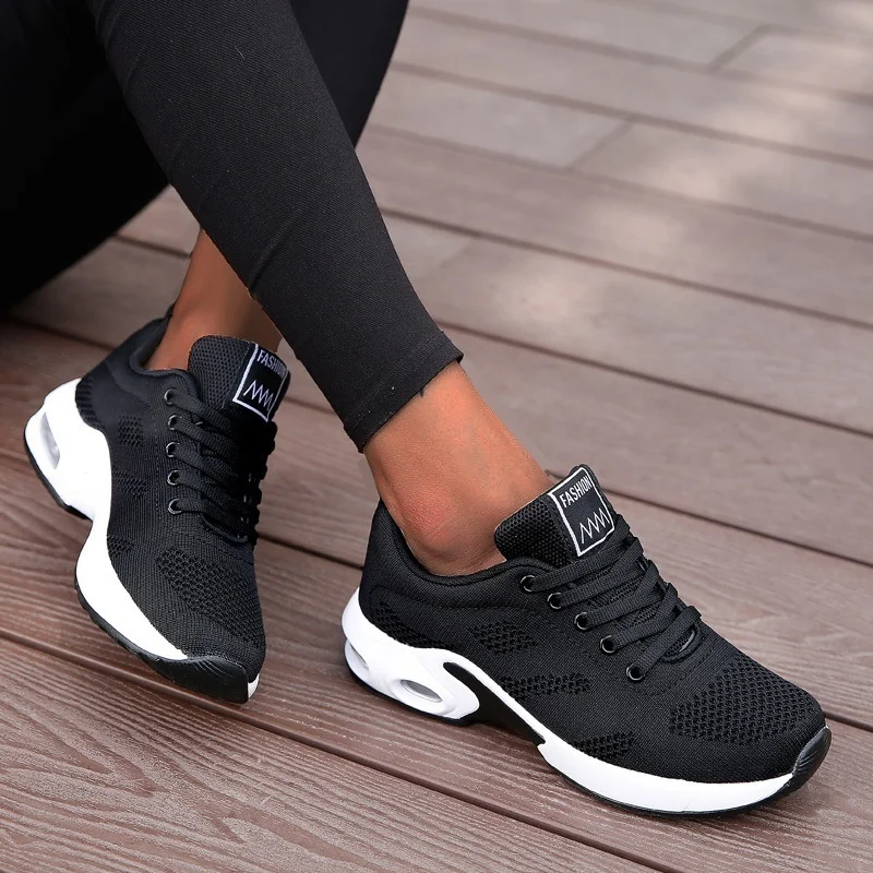 Модные женские кроссовки на шнуровке; Легкие кроссовки; дышащая Спортивная обувь для улицы; удобная обувь для бега на воздушной подушке; спортивная обувь