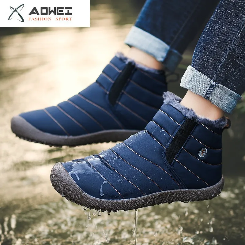 

Waterproof Men Boots Fashion Winter Snow Boots Fur Warm Winter Ankle Shoes Men Footwear Male Sneakers for Men Tennis