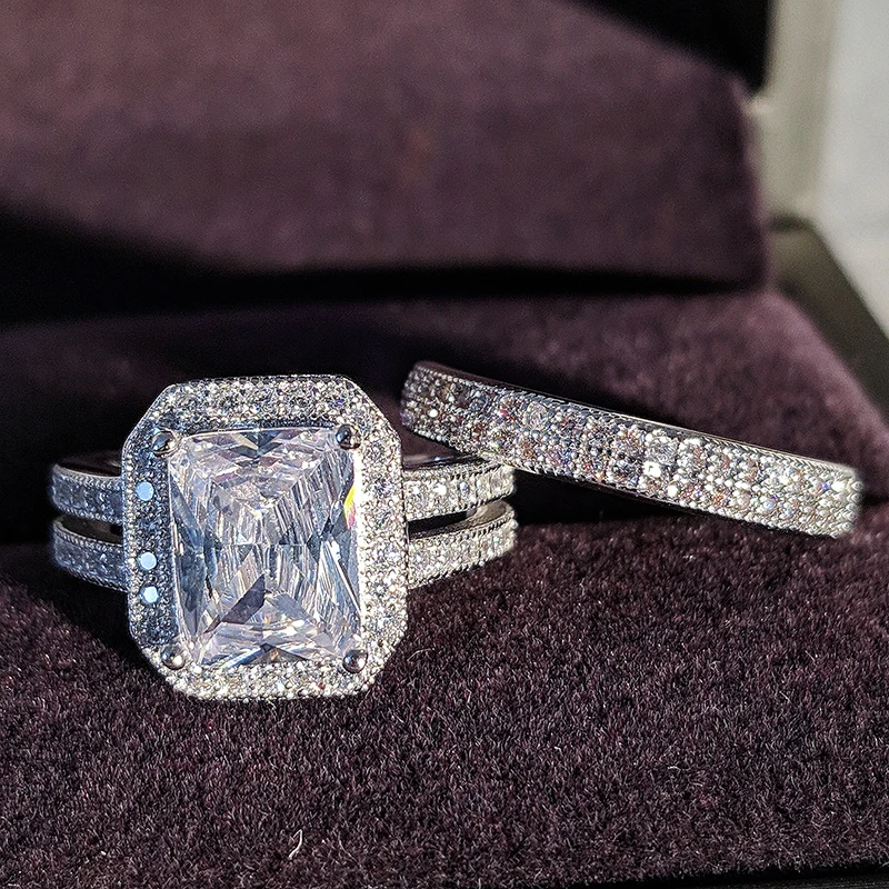 Роскошное свадебное кольцо принцессы из стерлингового серебра 925 пробы ...