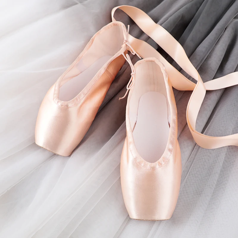 ตัวเลือกสินค้า Professional บัลเล่ต์ Pointe รองเท้าหนังแท้ผู้หญิงซาตินรองเท้าบัลเล่ต์ริบบิ้นสําหรับ Professional Ballerina