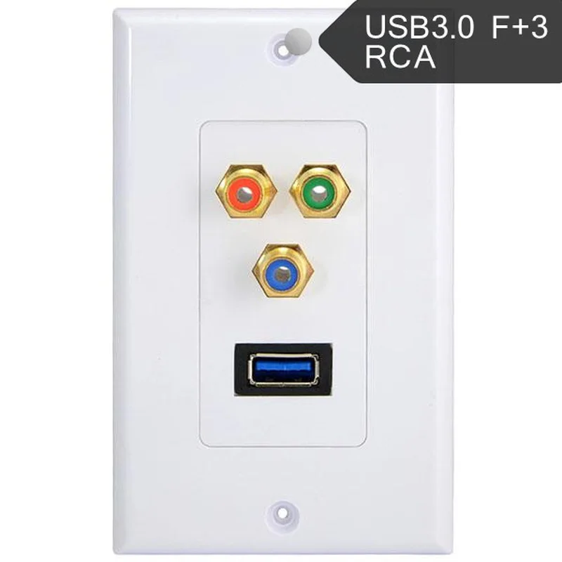 USB 3 0 компонент 3RCA розетка для телефона AV Аудио Видео настенная лицевая пластина |