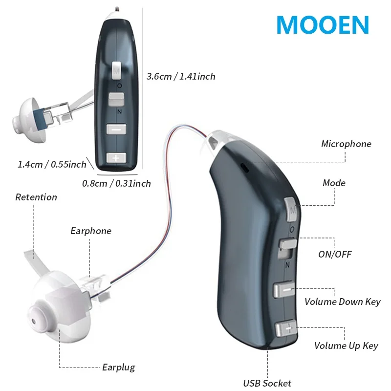Super Mini 16 channel Rechargeable Hearing Aids Ear Audifonos Professional Digital Aid RIC Device for Deafness | Красота и здоровье