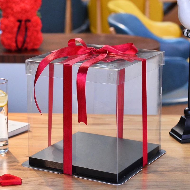 Квадратный Топ прозрачная коробка для торта ПЭТ Полностью упаковка пластиковый