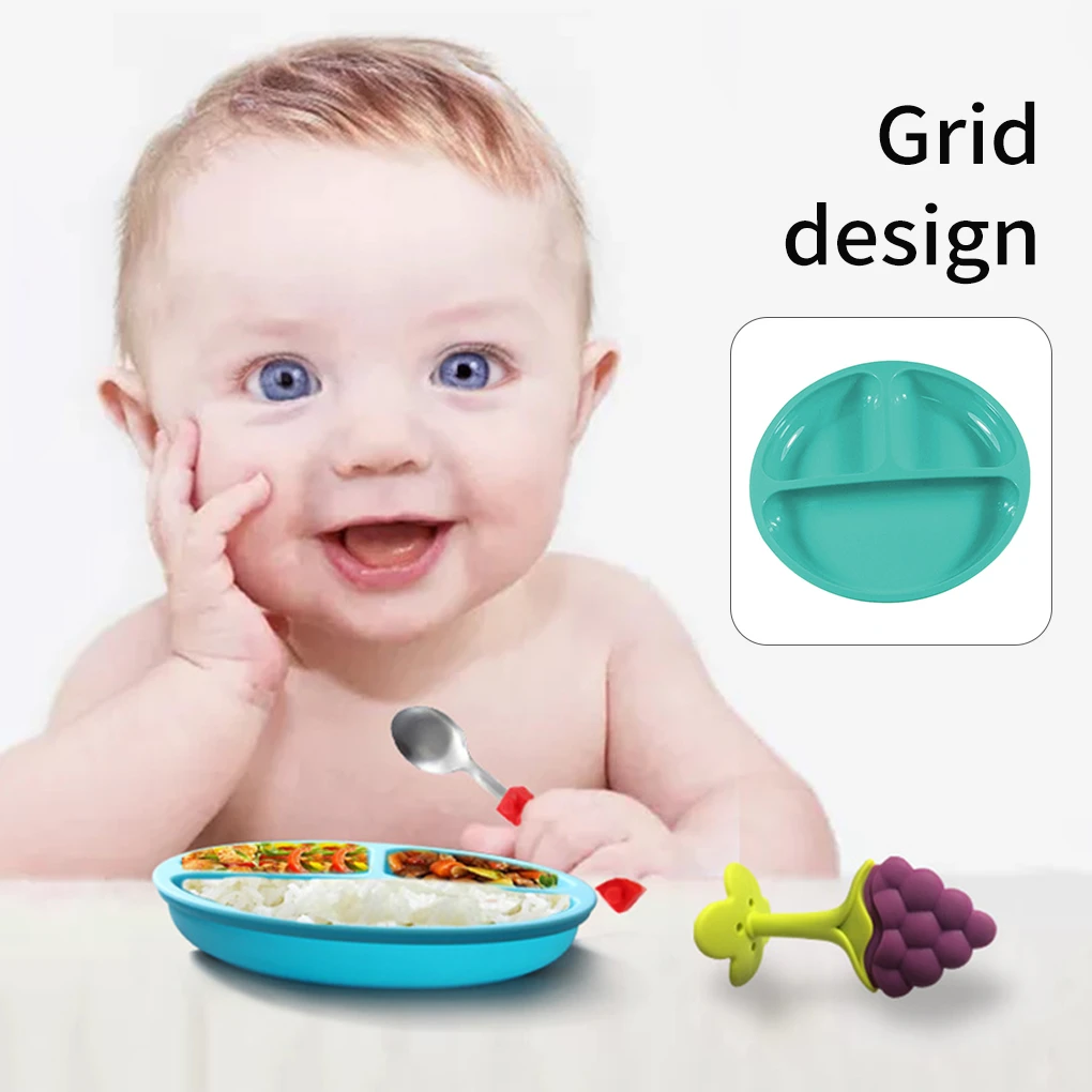 Platos de silicona con para bebé, juego de vajilla de con cara sonriente, bandeja antideslizante para de bebé, vajilla de entrenamiento|Platos| - AliExpress