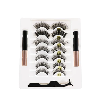 

7 Pairs Eye Lashes Magnetic Eyelashes and Eyeliner Set False Eyelashes Magnet Extension Liquid Eyeliner & Tweezer Set Waterproof