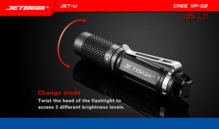 Jetbeam JET-U XP-G2 135LM 3 режима Мини EDC светодиодный фонарик IPX-8 водонепроницаемый для кемпинга фонарь прожекторы лампа портативный