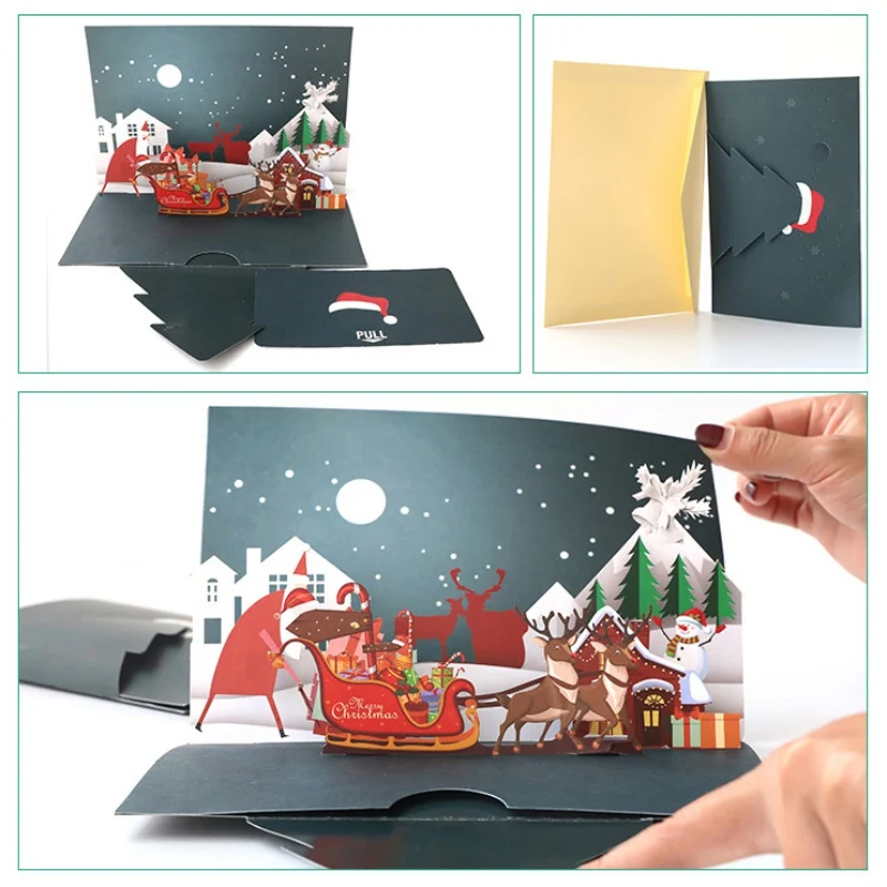 Новое поступление креативные рождественские всплывающие открытки DIY ручной работы 3D зимний фестиваль поздравительные подарки открытки счастливый праздник Пригласительные открытки