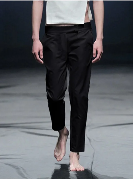 

Брюки мужские стрейчевые, повседневные облегающие дышащие, в британском стиле, брюки-султанки, лето