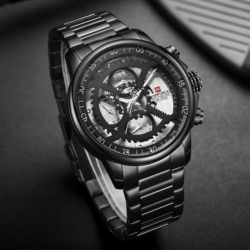 

NAVIFORCE Analog Creative Men's Wristwatch Clock Full Steel Mens Watches Top Brand Luxury Waterproof Man Watch Big Dial Military