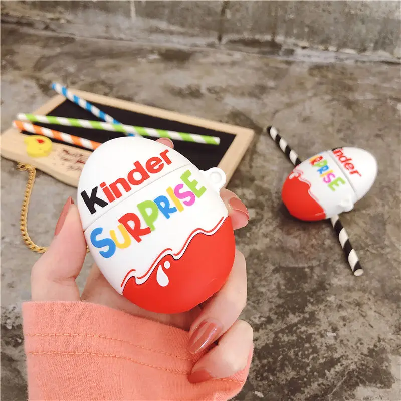 3D Kinder Fun Eggs Bluetooth чехол для наушников для Airpods 1 2 шоколадный сюрприз мягкий силиконовый Airpods гарнитура зарядная коробка