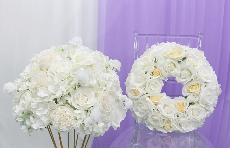 JAROWN Artificial Rose Hydrangea Flower Ball Simulation Plant Wedding Table Centerpiece Decoration Flower Half Ball Add Stand Set Stage Road Lead Props (17)