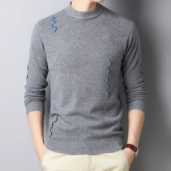 

100% Wool Men Knit Tops Sweater Pullover Basic O Neck for Autumn Winter Waves Fashion Casual BO20191231