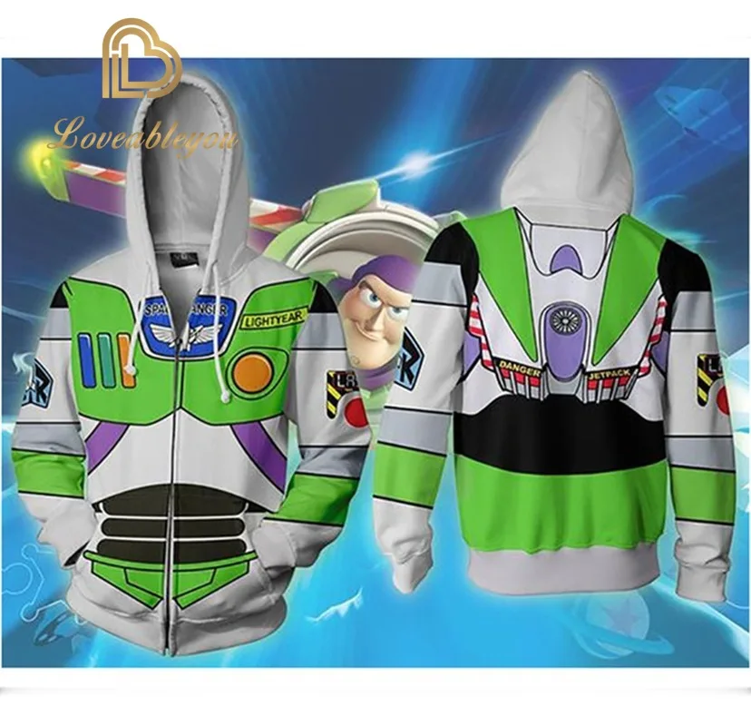 

Anime Toy Story Buzz Lightyear Hoodie Cosplay Costume Zipper Hoodie Hip Pip Clothing