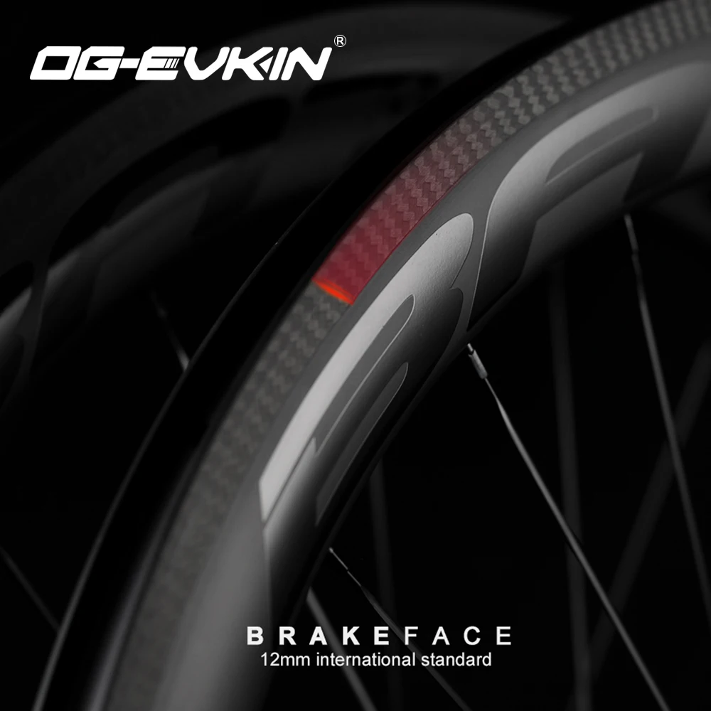 OG-EVKIN RW002 NEW Carbon Wheels Road Clincher V Brake 45mm Bike Wheel Disc Brake 25mm Road Bicycle Wheelset Black