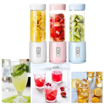 

Electric Portable Handheld Food Fruits Blender USB Mini Smoothie Mixer Bottle 4 Blades Juicer Cup Shakes Maker Random Color