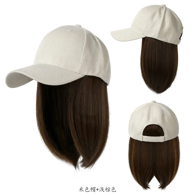 

202105-xionba-yiti fashion hat patchwork system False hair Non detachable lady baseball bomber hat women leisure visors cap