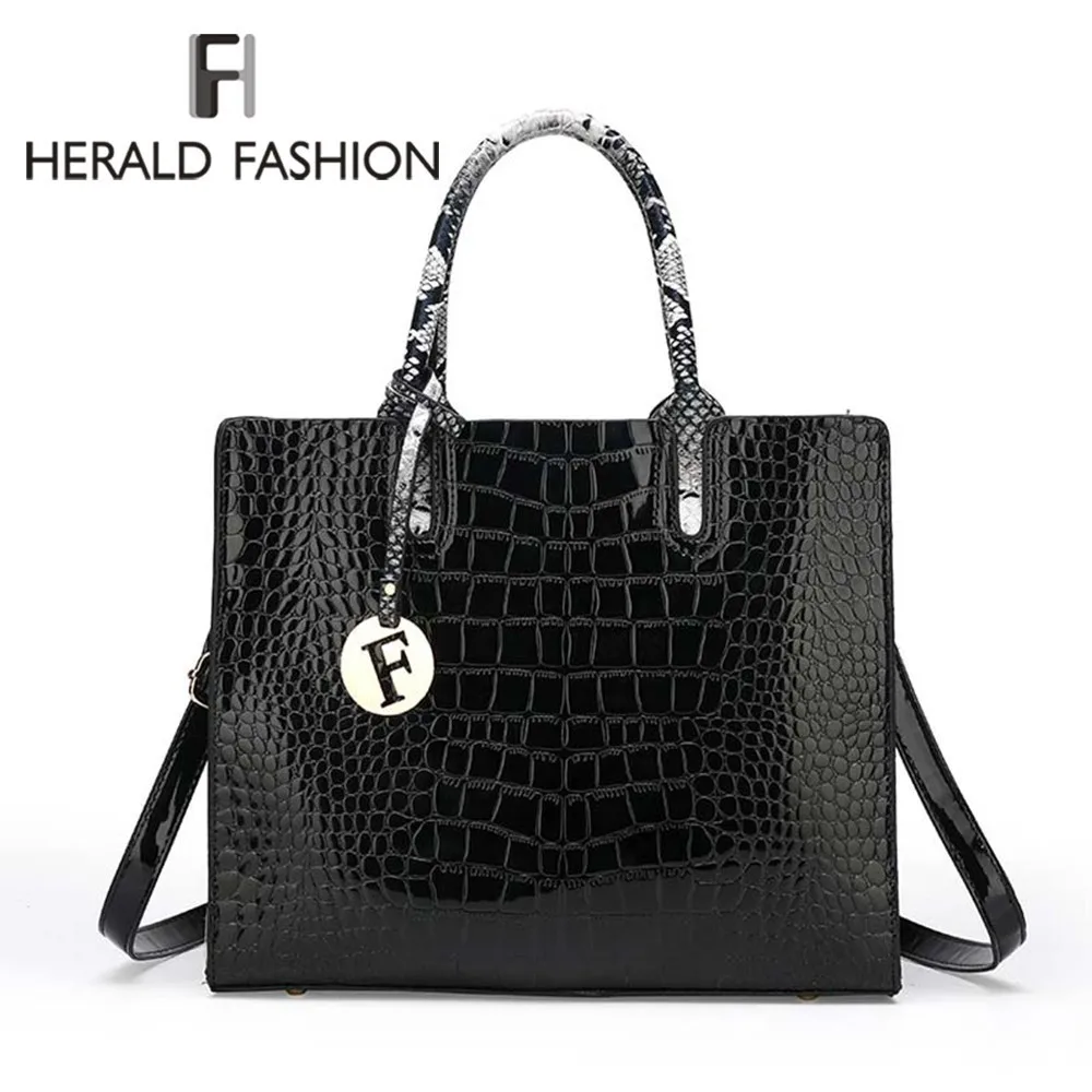 Herald Fashion Serpentine Leather 3pcs Women Handbags Luxury Chain Female Sholder Bag Ladies' Messenger Bags Hand Purses Sac |