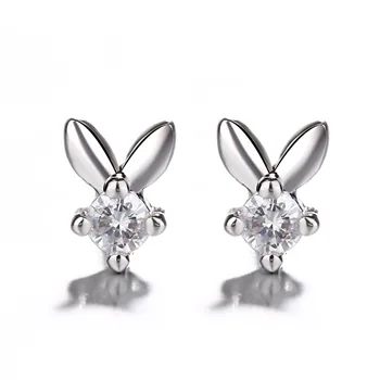

925 Sterling Silver Crystal Animals Rabbit Earrings Stud Earring for Women Fashion Jewelry Brincos Joyas De Plata 925 eh1297