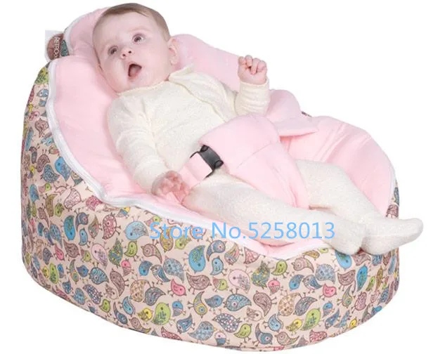 Мягкий детский стул младенческой мешок бобов покрывало кровати без наполнителя Pouf для кормления ребенка Snuggle кровать с поясом для безопасности защиты