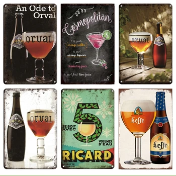 

ORVAL RICARD Metal Tin Sign Kitchen Restaurant Home Decor Vintage Moderno Mojito Cocktail Metal Wall Art Poster Irish Pub Decor