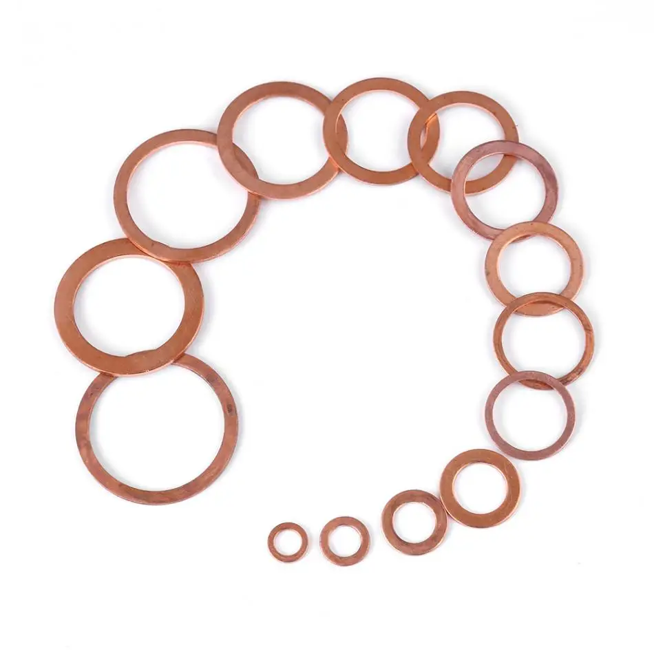 395 Pcs/pack Copper Washer Kit Flat Ring Washers Sump Plug Assortment 18 Sizes Kit with Box
