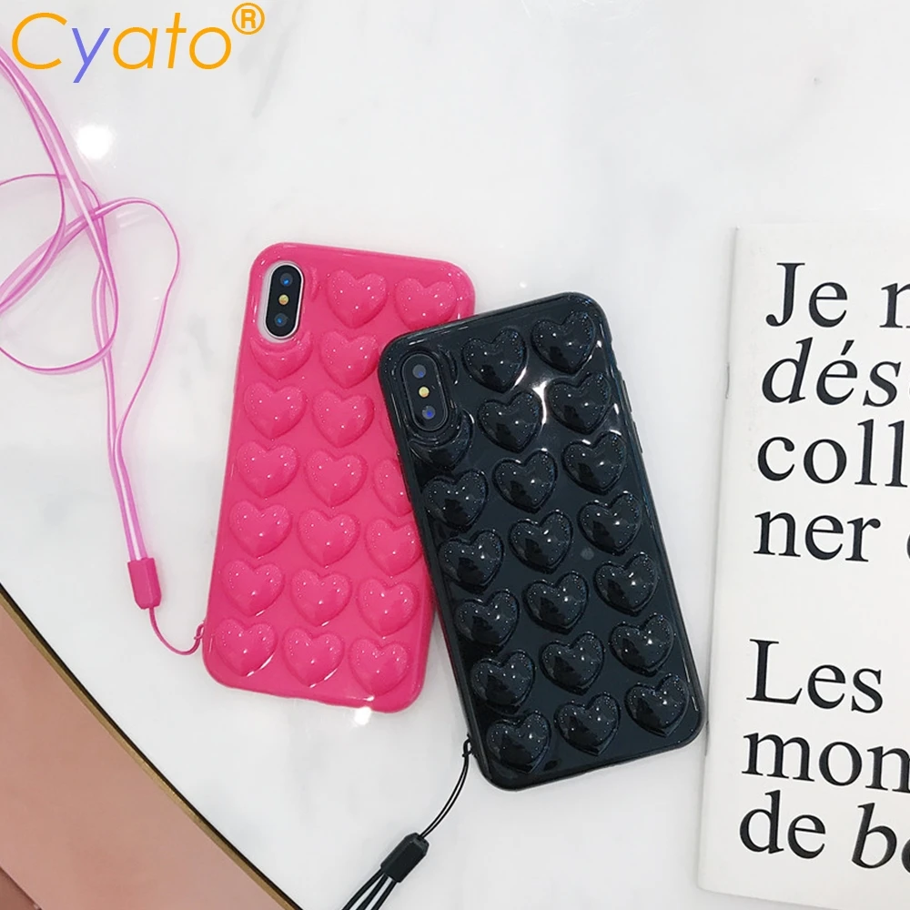Cyato Любовь Сердце карамельные цвета телефонный чехол для Apple iPhone X 8 7 6S 6 Plus