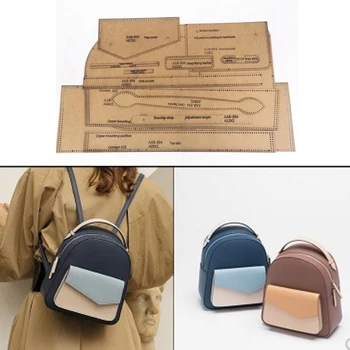 

Leather Tools Handbag Kraft Paper Stencil DIY Handmade Leather Craft backPack Design Template English Versoin