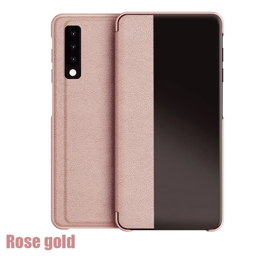 rose gold HD боковое окно мягкий кожаный чехол на samsung Galaxy A10 A20 A30 A40 A50 A60 A70 10 20 30 40 50 60 70 Телефон Защитная крышка - Цвет: rose gold