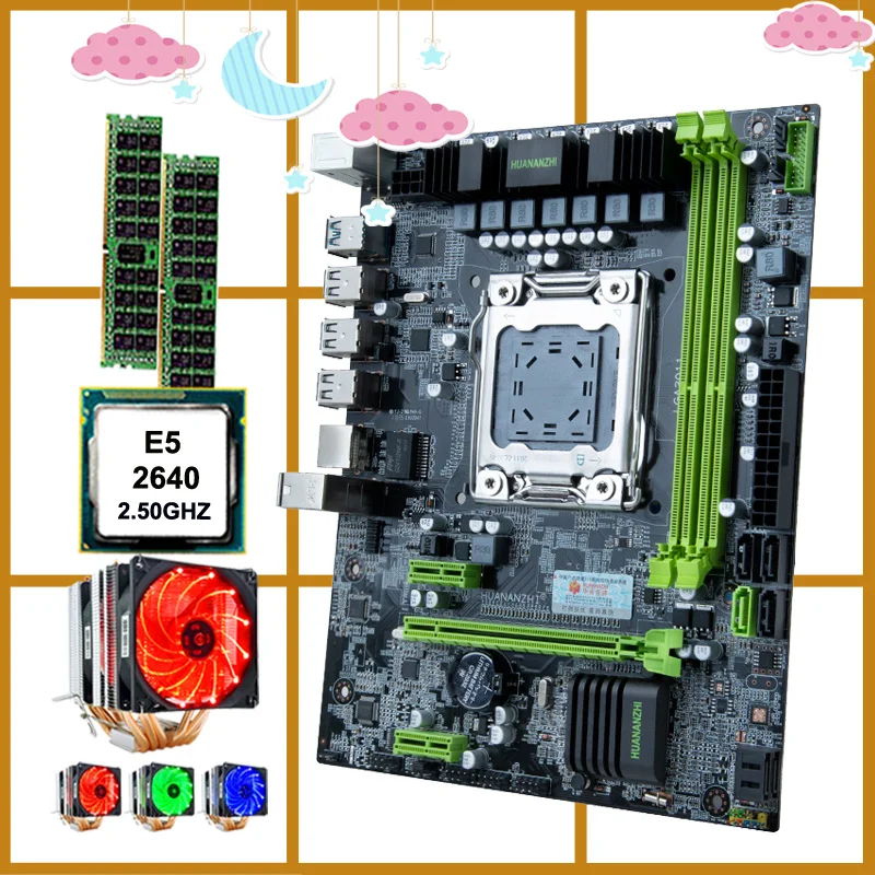 Best Price HUANANZHI X79 6M motherboard bundle discount motherboard with CPU Intel Xeon E5 2640 with cooler RAM 32G(2*16G) DDR3 REG ECC