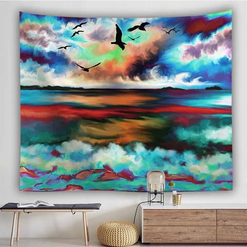 

Psychedelic Van Gogh Wave Tapestry Wall Hanging Home Bedroom Art Decor Wall Tapestry Hippie Tapestries Wall Carpet Wall Blankets