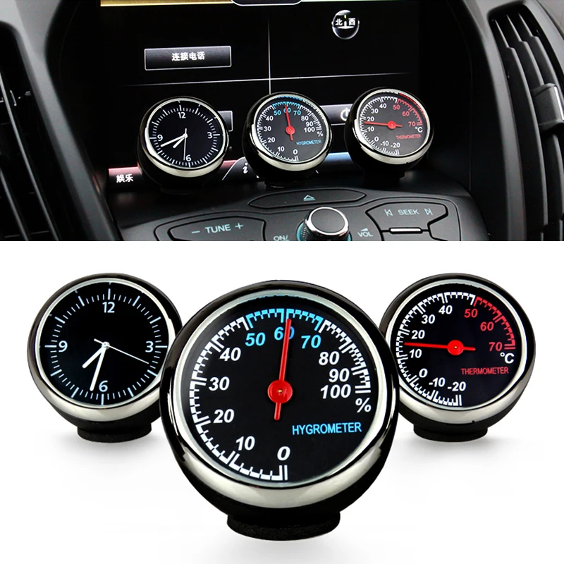 Car Ornament Mini Auto Digital Clock Automobile Watch Thermometer Hygrometer Accessories Quartz Decoration | Автомобили и