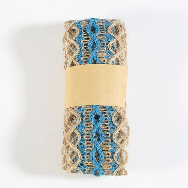 2 метра 4 см Натуральная Мешковина джутовая пеньковая лента для рождественских свадебных украшений Подарочная упаковка DIY праздничные вечерние принадлежности - Цвет: Blue