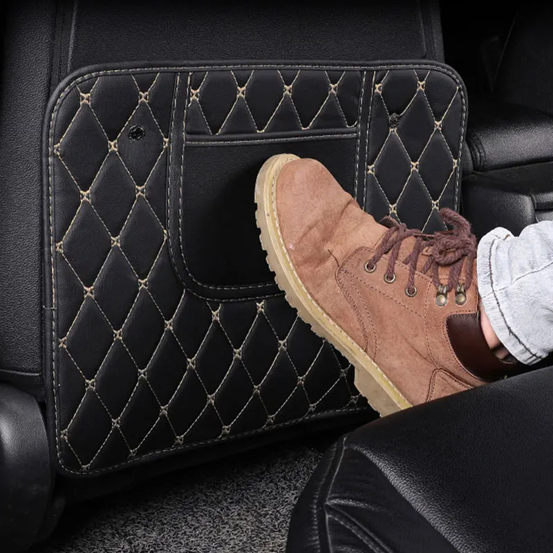 SEAMETAL Car Seat Back Protector PU Leather Car Anti Kick Mat
