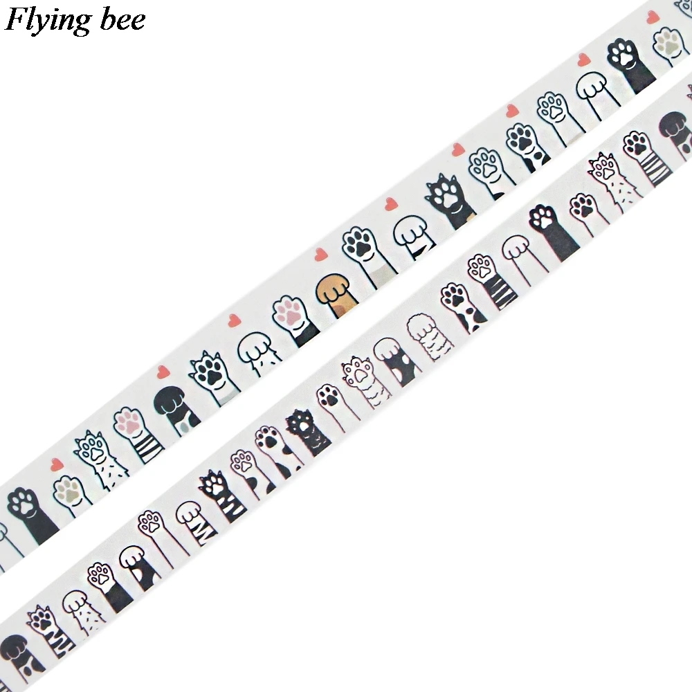 20 шт./лот Flyingbee 15 мм x 5 м бумажная Васи лента милая клейкая в виде кошачьей лапы
