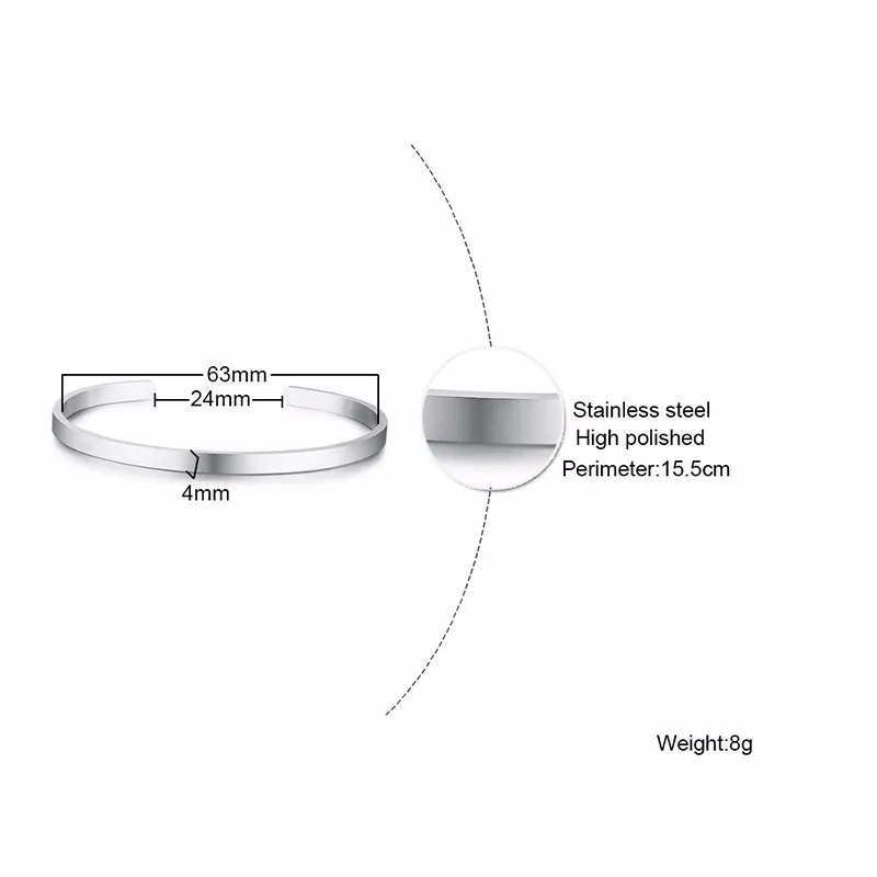 Cuff Bangle Stainless Steel Bracelet Men Woman Jewelry Bangle Bracelet Stainless Steel Bracelet