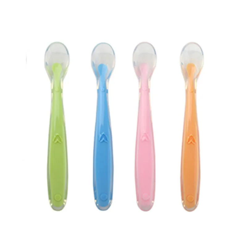 

Baby Soft Silicone Spoon Candy Color Temperature Sensing Spoon Children Food Baby Feeding Tools Infant Feeding Spoon I0328