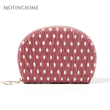 

Dot Pattern Card &ID Holder Cotton Fabric Women Wallet Square Minimalism Zipper Slim Credit Card Cover Purse Luxury Design 2020