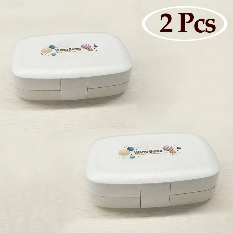 2 Pcs K40 Ланч-бокс для детей, пшеничная солома, Bento box, школьный студенческий пищевой контейнер для микроволновой печи, водонепроницаемый ящик для хранения, кухонный офисный снэк-бокс - Цвет: 2 Pcs K40
