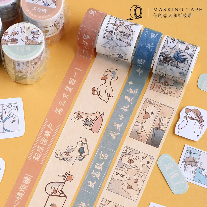 

2Pcs/lot Kawaii Washi Tape White Duck Masking Tape Lovely DIY Stickers Scrapbooking Planner Book DIY material Student Stationery