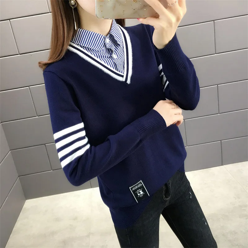 Женский вязаный свитер harajuku shein, Корейская Осенняя трикотажная кофта mujer, Женская Осенняя кофта - Цвет: 1
