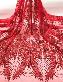 

Hot Sale African Lace Fabric French Sequins Net Lace Fabric High Quality African Sequin Lace Fabric For Wedding dress XA004