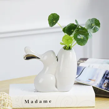 

Nordic Creative Ceramics Vase Rabbit Lovely Flower Arrangement Simulated Animal Home Decorative Ornaments Children's Room A619