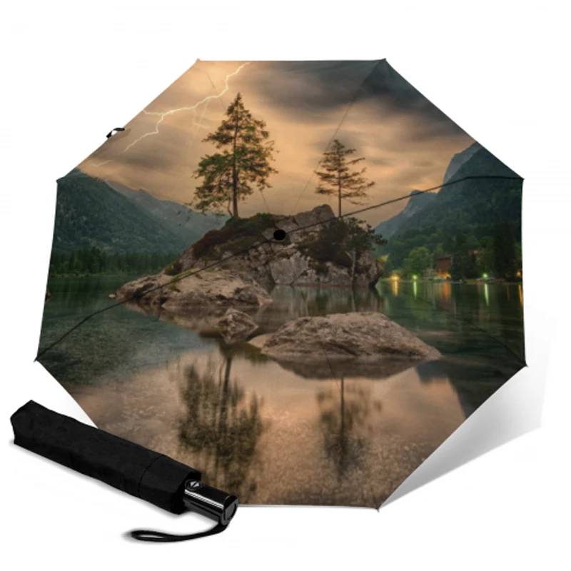 YSB1030 Luxury Folding Automatic Umbrella Compact Protection Three-folding Umbrella Windproof Sun Umbrellas Frosted Handle Parasol - Цвет: YSB1030