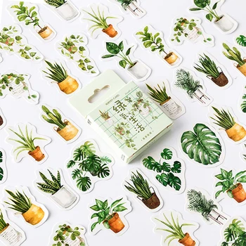 

45pcs Green Plant Stickers Set Mini Succulent Plants Sticker Home DIY Art Decoration Adhesive Post Gift Letter Seal A6584