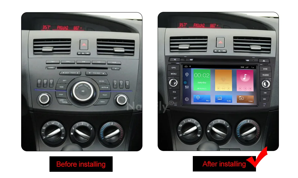 Perfect 2Din Android 9.0  Car Multimedia Radio Player For Mazda 3 BK 2004-2009 Autoradio GPS Navigation DVD player view camera DVR RDS 6