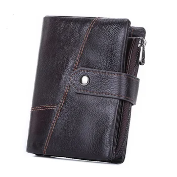 

HOT Genuine Leather Men Wallet Crazy Horse Cowhide Short Coin Purse Small Vintage Wallets with Removable Credit Card Holder